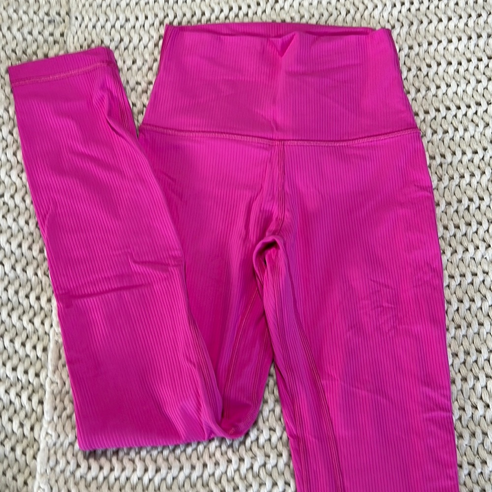 Hot pink ribbed leggings